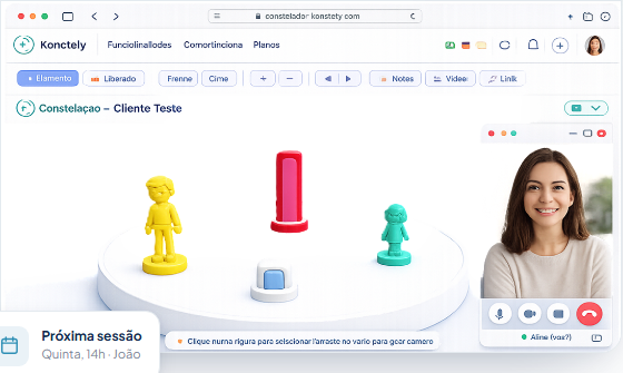 Tela do Konstely em uma sessão de constelação
